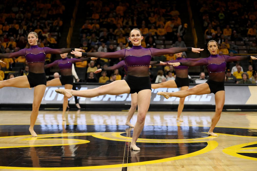 The Iowa Dance Team performs their Jazz Routine at halftime of the Iowa Hawkeyes game against Maryland Thursday, January 9, 2020 at Carver-Hawkeye Arena. (Brian Ray/hawkeyesports.com)