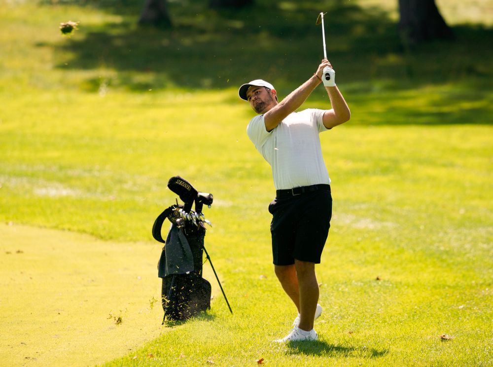 Iowa’s Gonzalo Leal hits a shot during the second day of the Golfweek Conference Challenge at the Cedar Rapids Country Club in Cedar Rapids on Monday, Sep 16, 2019. (Stephen Mally/hawkeyesports.com)
