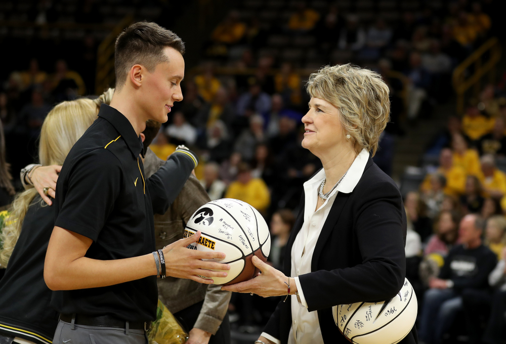 Iowa Women’s Basketball manager Tyler Verstraete during senior day activities following their win over the Minnesota Golden Gophers Thursday, February 27, 2020 at Carver-Hawkeye Arena. (Brian Ray/hawkeyesports.com)