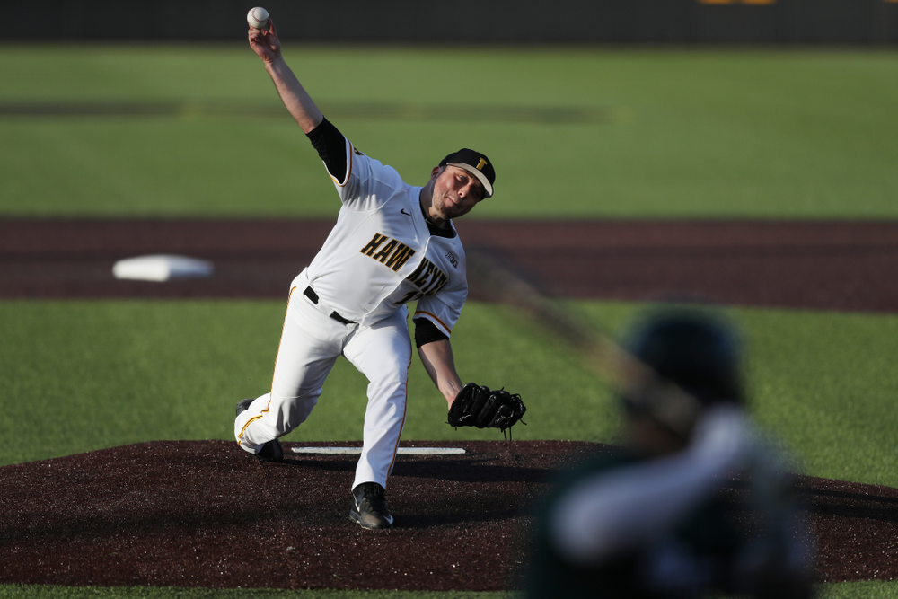 Iowa Hawkeyes Cole McDonald (11) against the Michigan State Spartans Friday, May 10, 2019 at Duane Banks Field. (Brian Ray/hawkeyesports.com)
