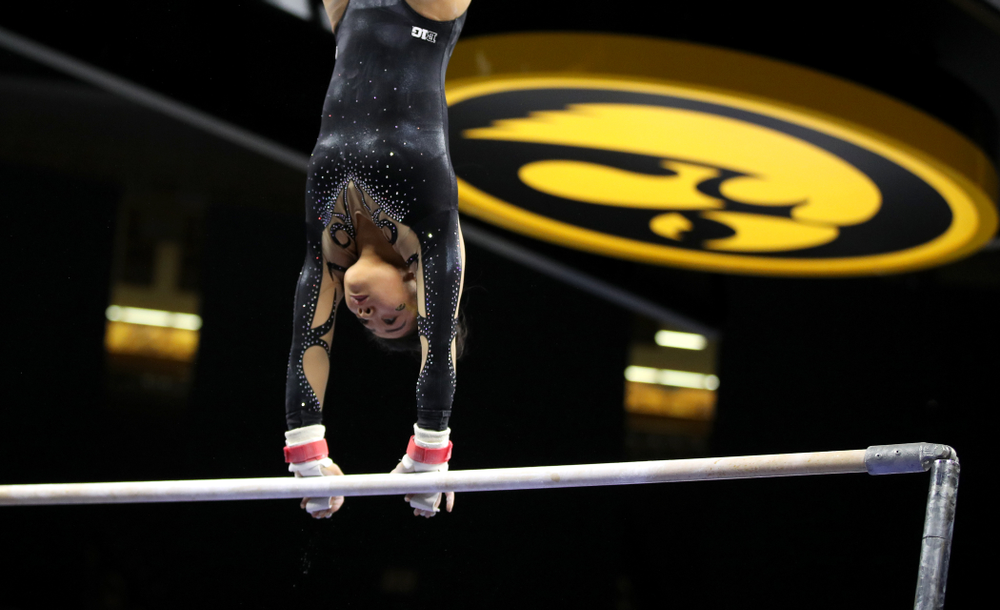 Iowa's Clair Kaji competes on the bars during their meet against Southeast Missouri State Friday, January 11, 2019 at Carver-Hawkeye Arena. (Brian Ray/hawkeyesports.com)