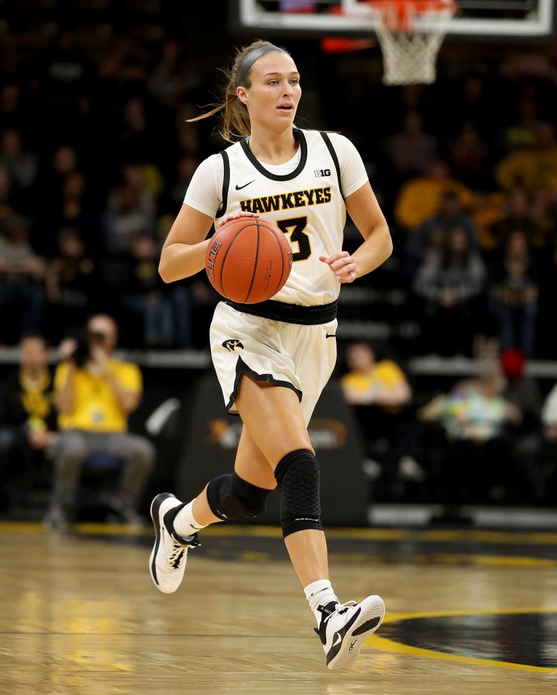 Iowa Hawkeyes guard Makenzie Meyer (3) against Penn State Saturday, February 22, 2020 at Carver-Hawkeye Arena. (Brian Ray/hawkeyesports.com)
