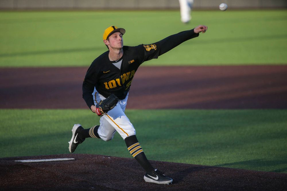 Iowa pitcher Trenton Wallace at the game vs. Bradley on Tuesday, March 26, 2019 at (place). (Lily Smith/hawkeyesports.com)