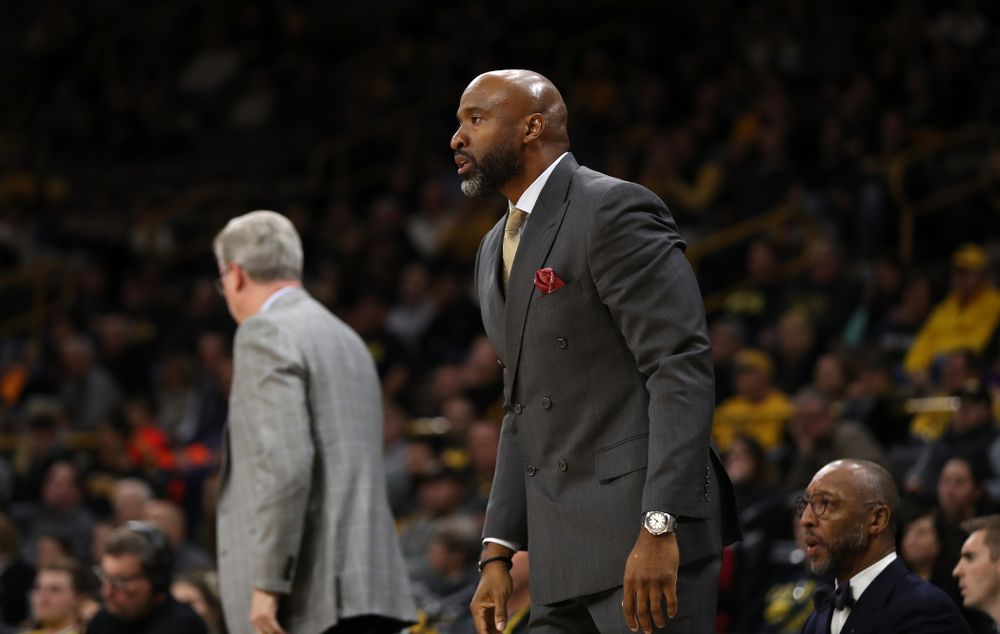 Iowa Hawkeyes assistant coach Andrew Francis against UW Green Bay Sunday, November 11, 2018 at Carver-Hawkeye Arena. (Brian Ray/hawkeyesports.com)