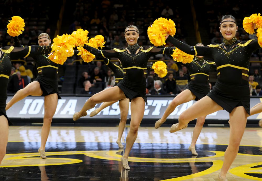 The Iowa Dance Team performs at halftime of the Iowa Hawkeyes game against the Maryland Terrapins Friday, January 10, 2020 at Carver-Hawkeye Arena. (Brian Ray/hawkeyesports.com)