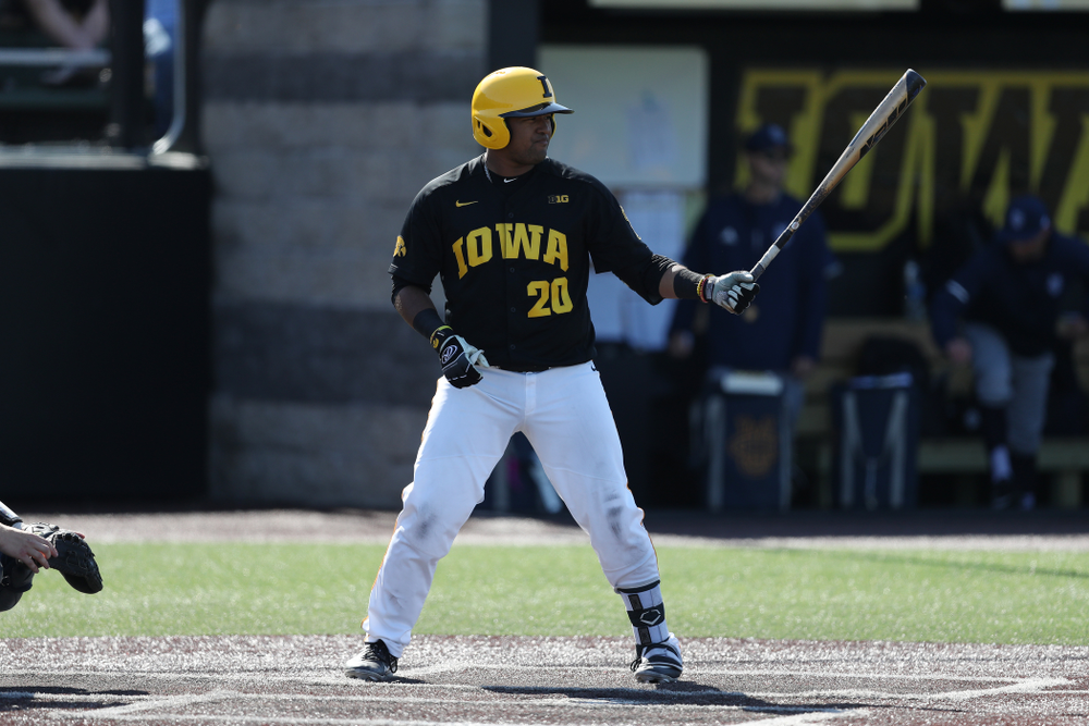 Iowa Hawkeyes Izaya Fullard (20) during game two against UC Irvine Saturday, May 4, 2019 at Duane Banks Field. (Brian Ray/hawkeyesports.com)