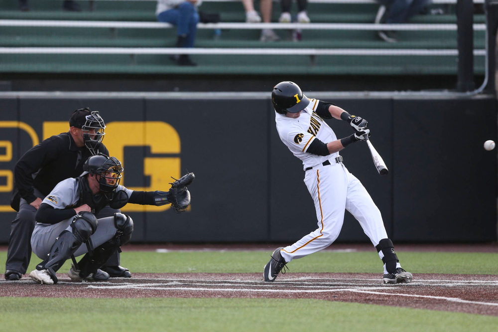 Iowa infielder Tanner Wetrich Iowa infielder Chris Whelan at baseball vs Milwaukee on Tuesday, April 23, 2019 at Duane Banks Field. (Lily Smith/hawkeyesports.com)