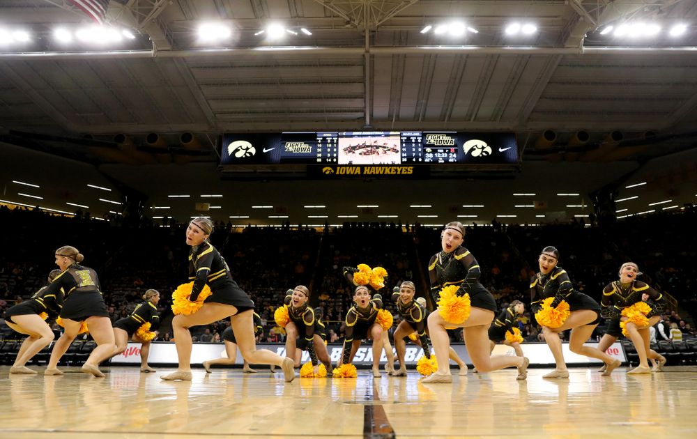 The Iowa Dance Team performs at halftime of the Iowa Hawkeyes game against the Maryland Terrapins Friday, January 10, 2020 at Carver-Hawkeye Arena. (Brian Ray/hawkeyesports.com)