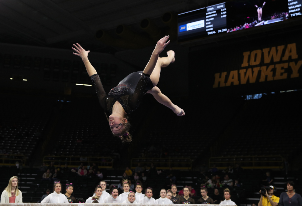 Iowa's Mackenzie Vance competes on the beam during their meet against the Minnesota Golden Gophers Saturday, January 19, 2019 at Carver-Hawkeye Arena. (Brian Ray/hawkeyesports.com)