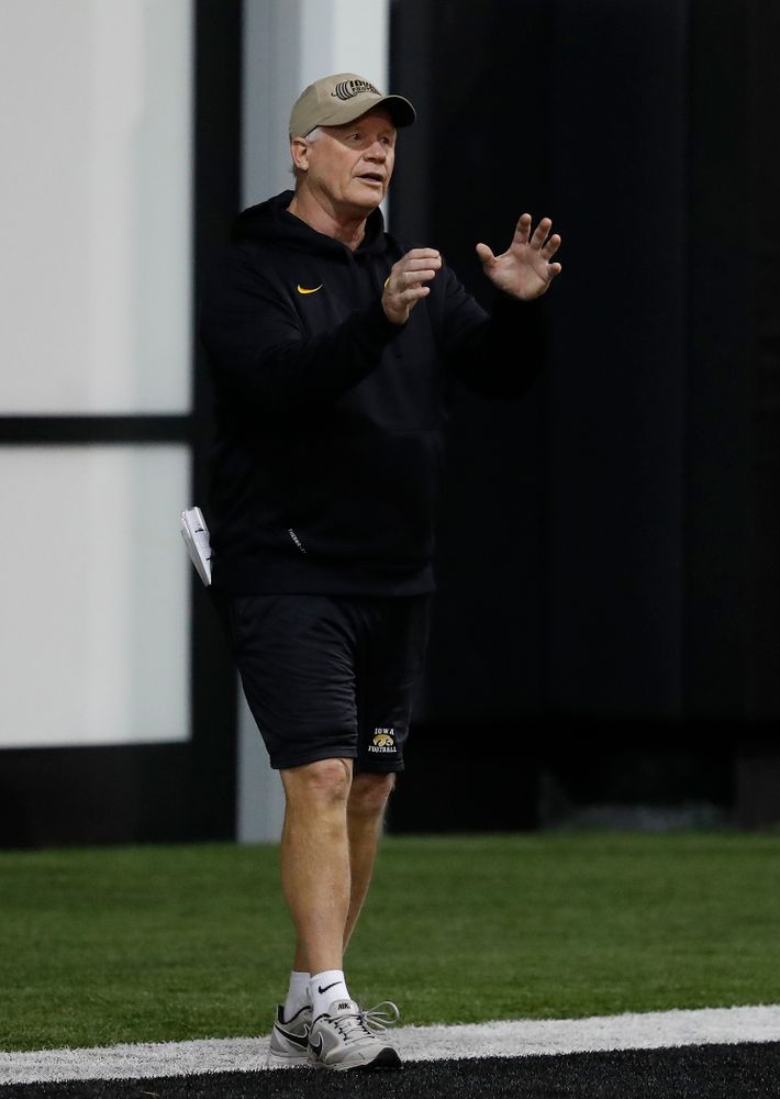 Iowa Hawkeyes defensive line coach Reese Morgan during practice Friday, December 23, 2016 at the Hansen Football Performance Center. (Brian Ray/hawkeyesports.com)