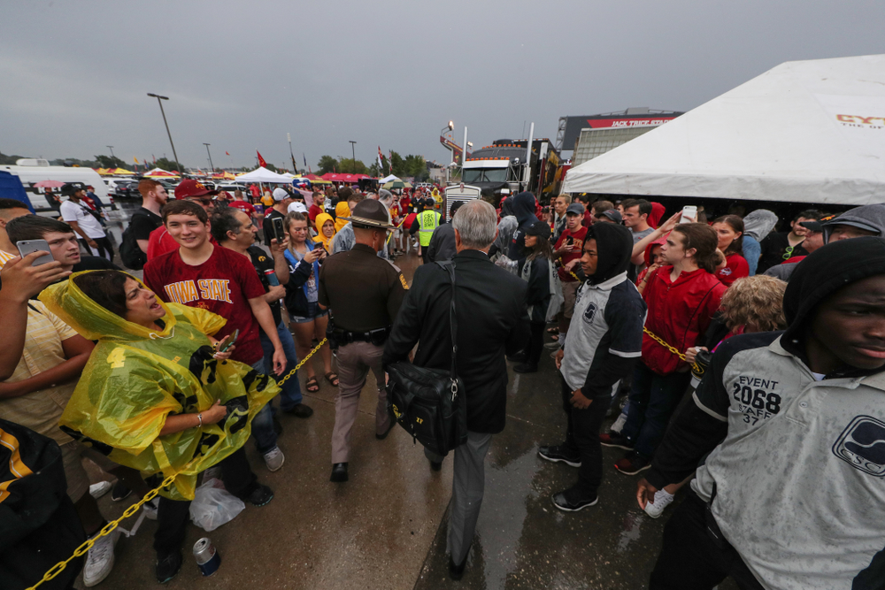 Iowa Hawkeyes head coach Kirk Ferentz arrives for their game against the Iowa State Cyclones Saturday, September 14, 2019 at Jack Trice Stadium in Ames, Iowa. (Brian Ray/hawkeyesports.com)