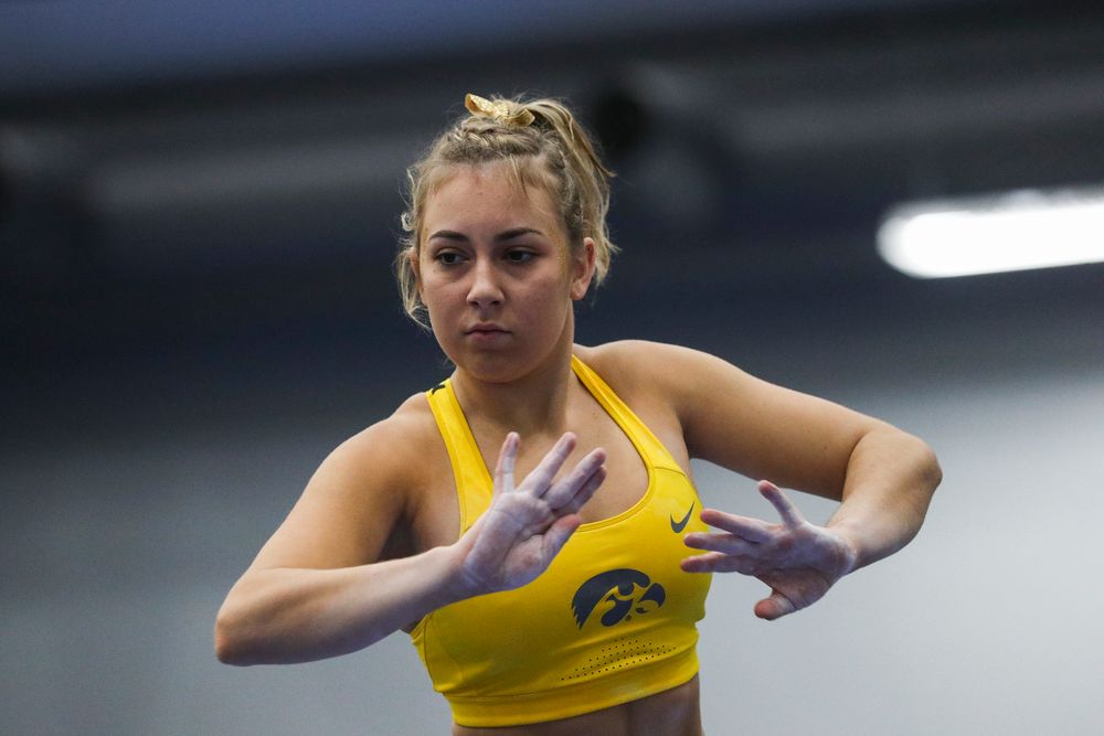 Alex Greenwald performs on the beam during the Iowa women’s gymnastics Black and Gold Intraquad Meet on Saturday, December 7, 2019 at the UI Field House. (Lily Smith/hawkeyesports.com)