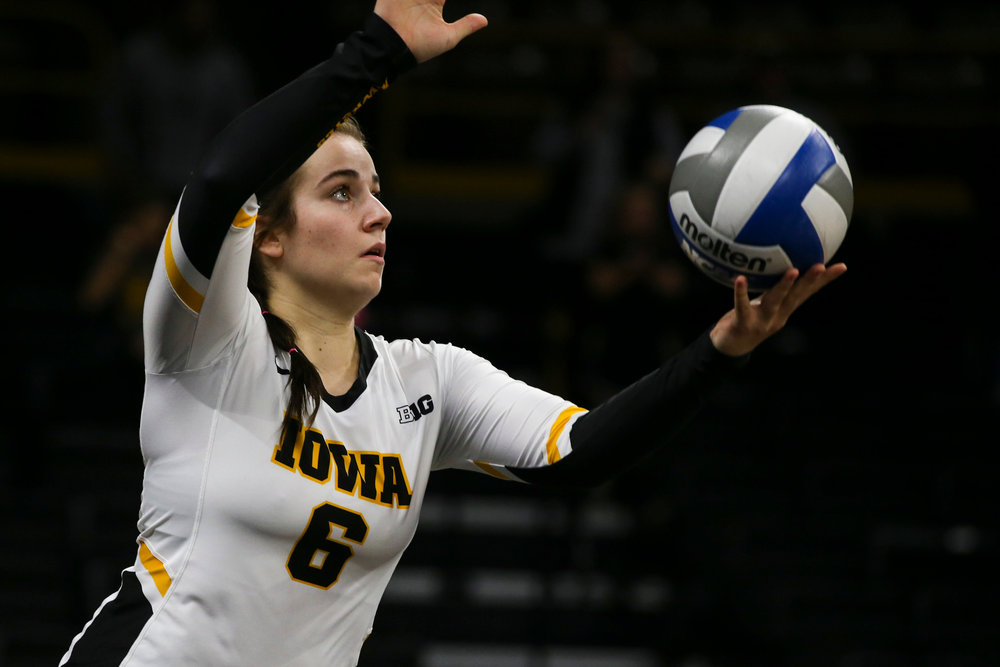 Iowa Hawkeyes defensive specialist Emma Lowes (6) during Iowa volleyball vs Maryland on Saturday, November 30, 2019 at Carver-Hawkeye Arena. (Lily Smith/hawkeyesports.com)