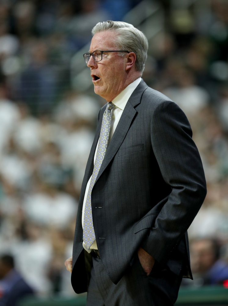 Iowa Hawkeyes head coach Fran McCaffery against Michigan State Tuesday, February 25, 2020 at the Breslin Center in East Lansing, MI. (Brian Ray/hawkeyesports.com)