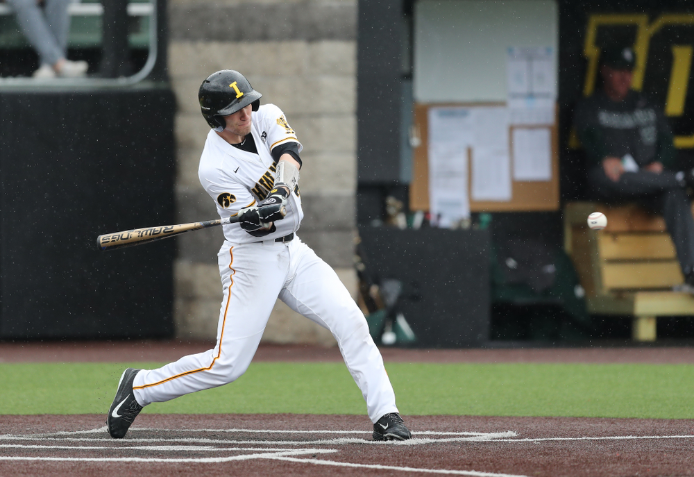 Iowa Hawkeyes catcher Austin Martin (34) against Michigan State Sunday, May 12, 2019 at Duane Banks Field. (Brian Ray/hawkeyesports.com)