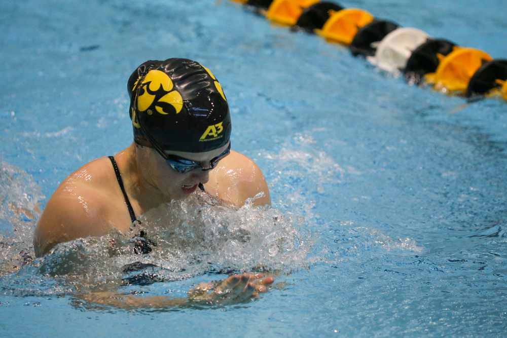Paige Hanley during Iowa women’s swimming and diving vs Rutgers on Friday, November 8, 2019 at the Campus Wellness and Recreation Center. (Lily Smith/hawkeyesports.com)