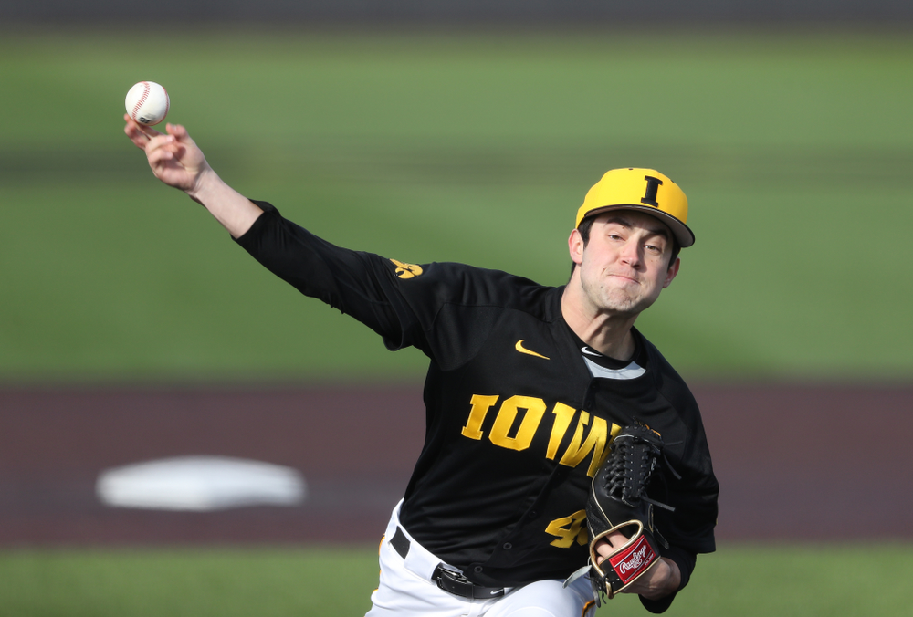 Iowa Hawkeyes Duncan Davitt (44) against California State Northridge Sunday, March 17, 2019 at Duane Banks Field. (Brian Ray/hawkeyesports.com)