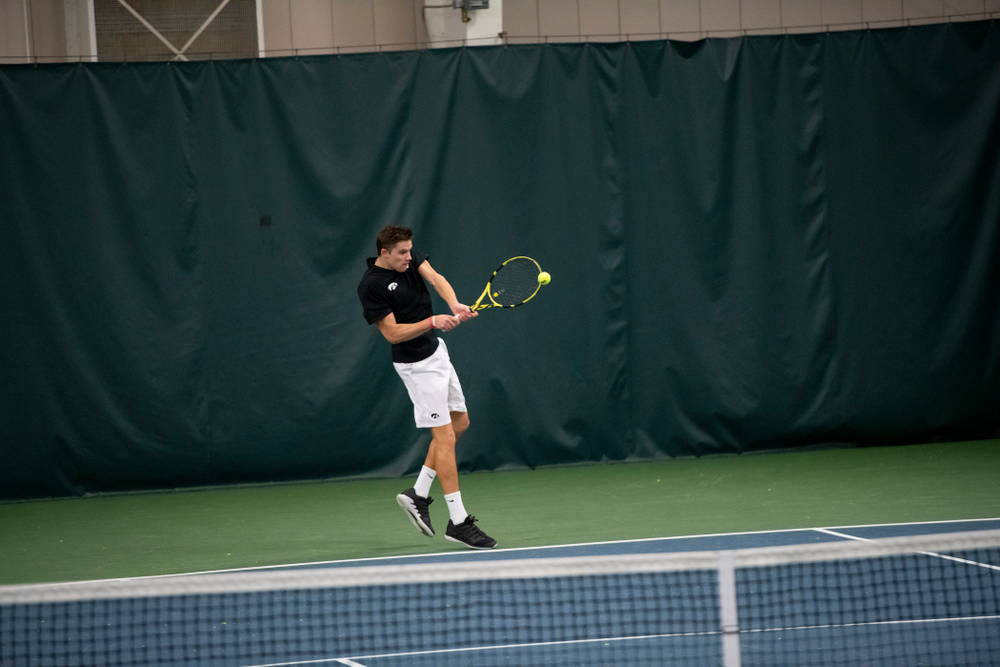 The Iowa men's tennis team competes against Cornell in The Rise Tennis Center in Ithaca, NY on Sunday, Feb. 24, 2019.