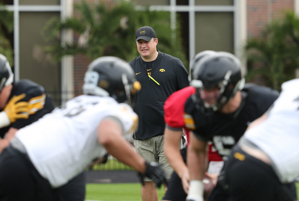 Iowa Hawkeyes offensive coordinator Brian Ferentz during the team's first Outback Bowl Practice in Florida Thursday, December 27, 2018 at Tampa University. (Brian Ray/hawkeyesports.com)