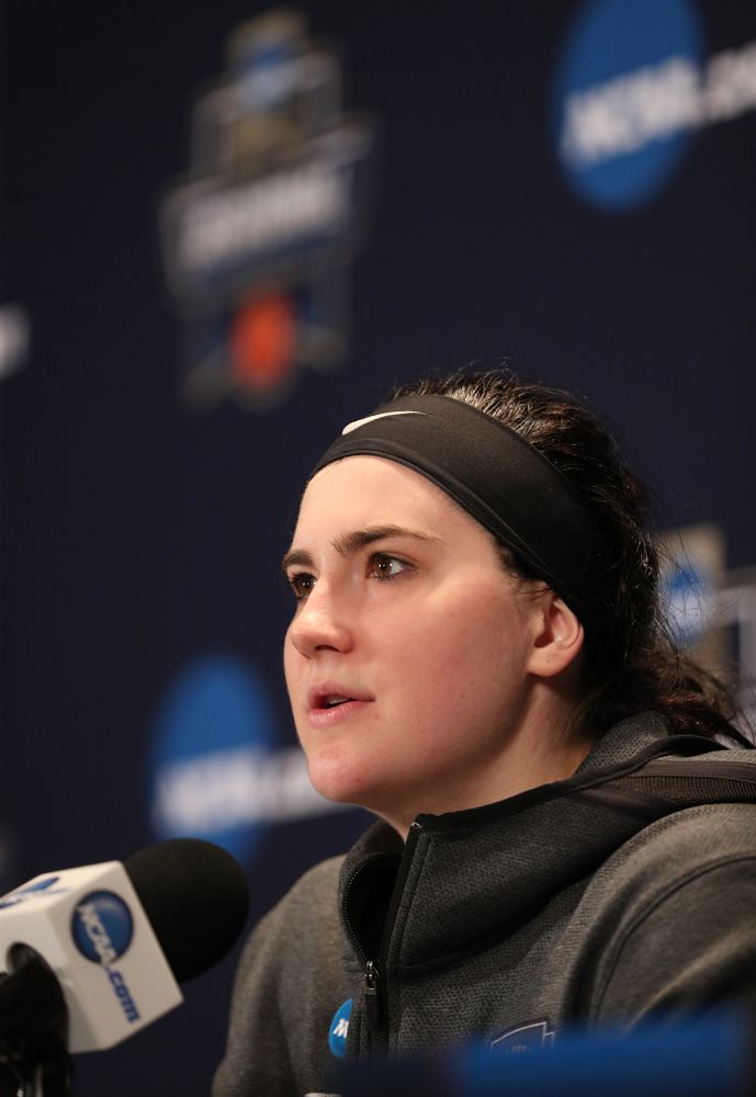Iowa Hawkeyes forward Megan Gustafson (10) against the NC State Wolfpack in the regional semi-final of the 2019 NCAA Women's College Basketball Tournament Saturday, March 30, 2019 at Greensboro Coliseum in Greensboro, NC.(Brian Ray/hawkeyesports.com)
