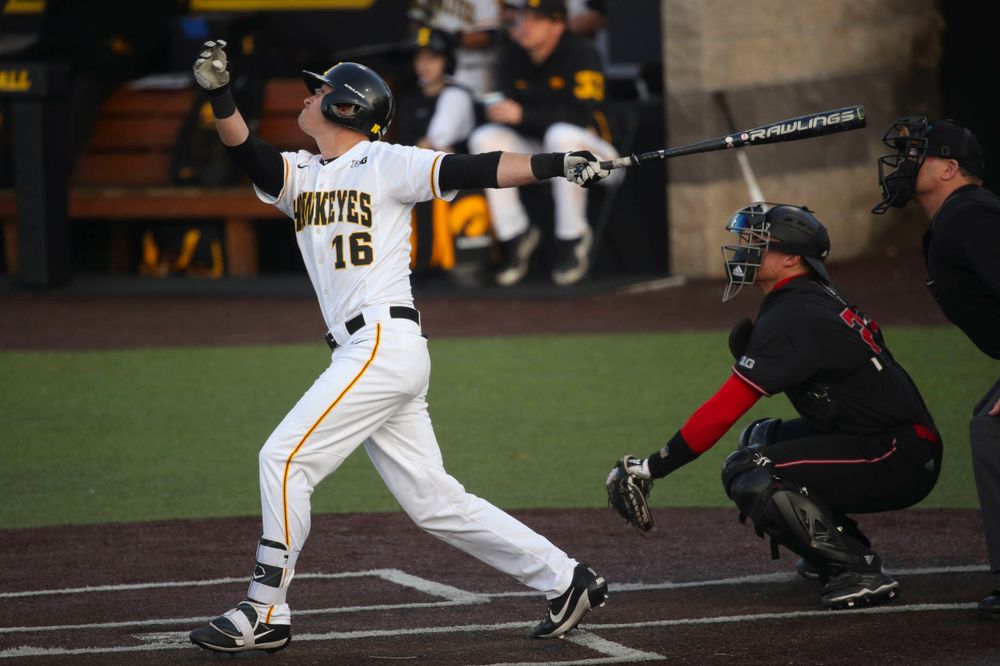 Iowa infielder Tanner Wetrich at game 1 vs Rutgers on Friday, April 5, 2019 at Duane Banks Field. (Lily Smith/hawkeyesports.com)