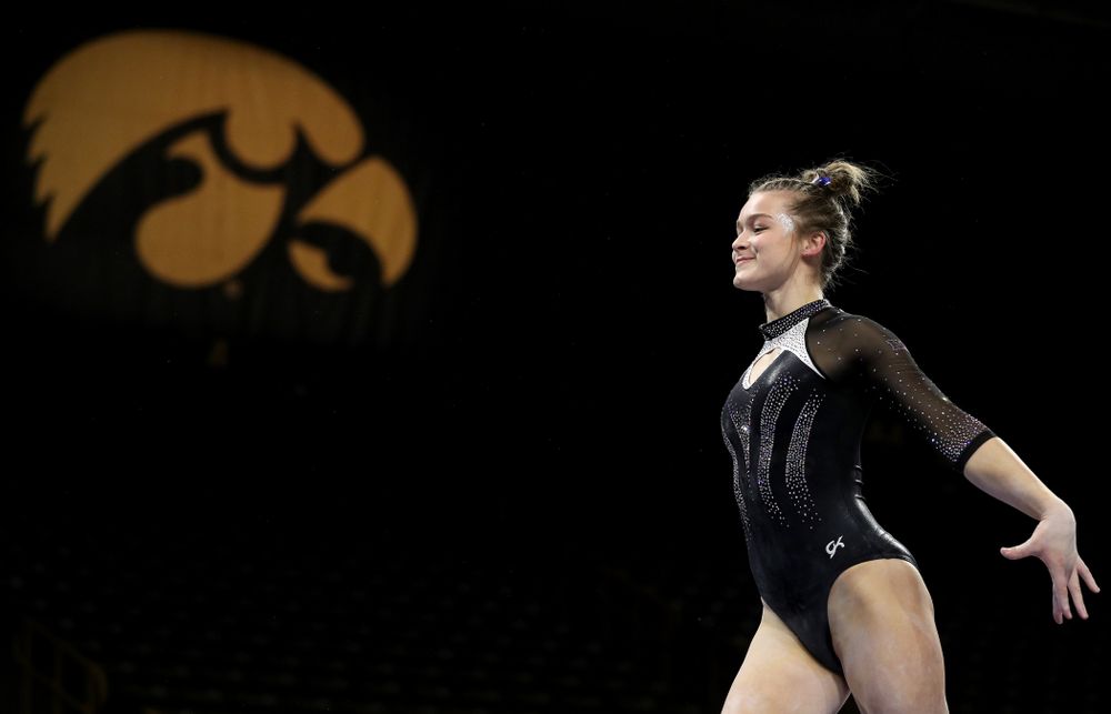 Iowa’s Mackenzie Vance competes on the beam against Michigan State Saturday, February 1, 2020 at Carver-Hawkeye Arena. (Brian Ray/hawkeyesports.com)