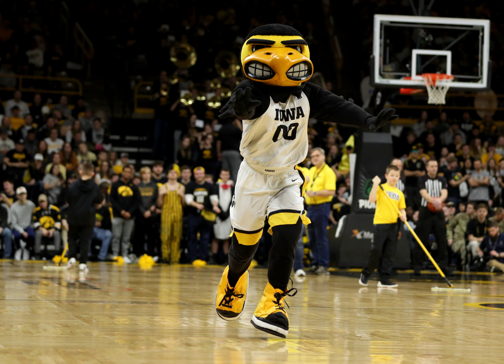Herky The Hawk against Penn State Saturday, February 29, 2020 at Carver-Hawkeye Arena. (Brian Ray/hawkeyesports.com)