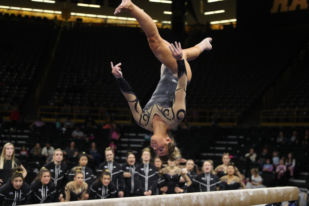 Iowa's Maddie Kampschroeder competes on the beam during their meet against Southeast Missouri State Friday, January 11, 2019 at Carver-Hawkeye Arena. (Brian Ray/hawkeyesports.com)