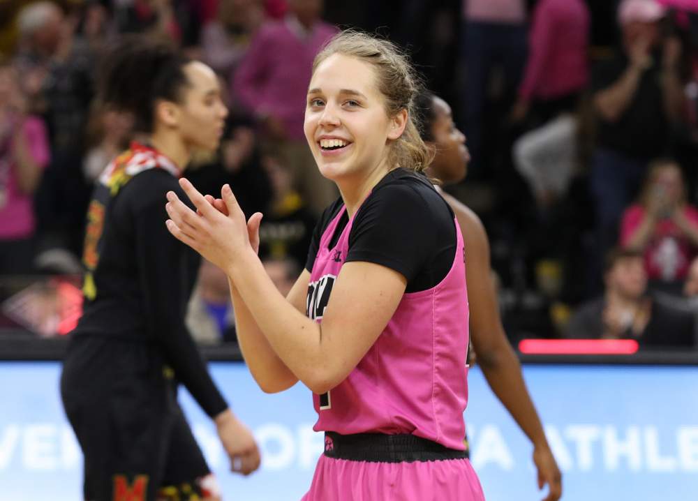 Iowa Hawkeyes guard Kathleen Doyle (22) against the seventh ranked Maryland Terrapins Sunday, February 17, 2019 at Carver-Hawkeye Arena. (Brian Ray/hawkeyesports.com)