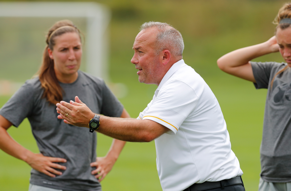Iowa Hawkeyes head coach Dave DiIanni against Indiana State Sunday, August 26, 2018 at the Iowa Soccer Complex. (Brian Ray/hawkeyesports.com)