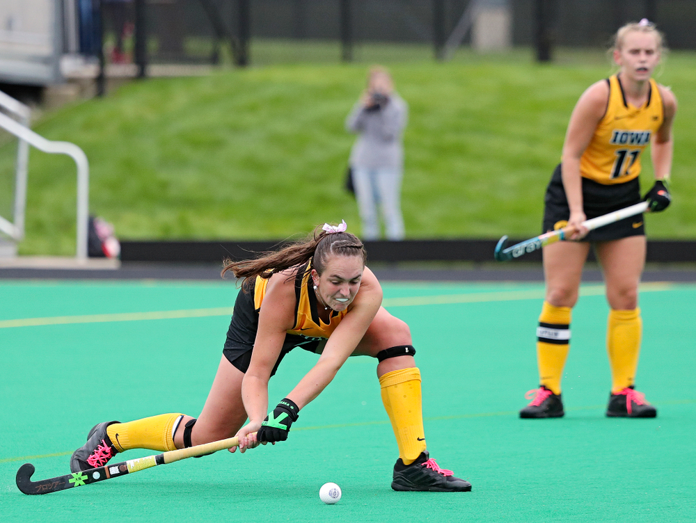 Iowa’s Anthe Nijziel (6) scores a goal during the third quarter of their game against UC Davis at Grant Field in Iowa City on Sunday, Oct 6, 2019. (Stephen Mally/hawkeyesports.com)