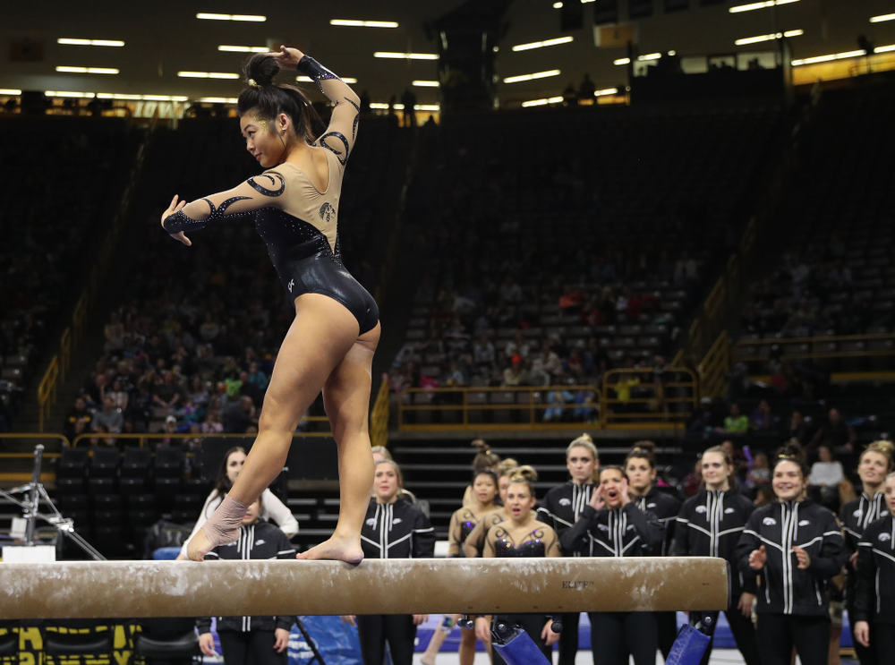 Iowa's Clair Kaji competes on the beam during their meet against Southeast Missouri State Friday, January 11, 2019 at Carver-Hawkeye Arena. (Brian Ray/hawkeyesports.com)