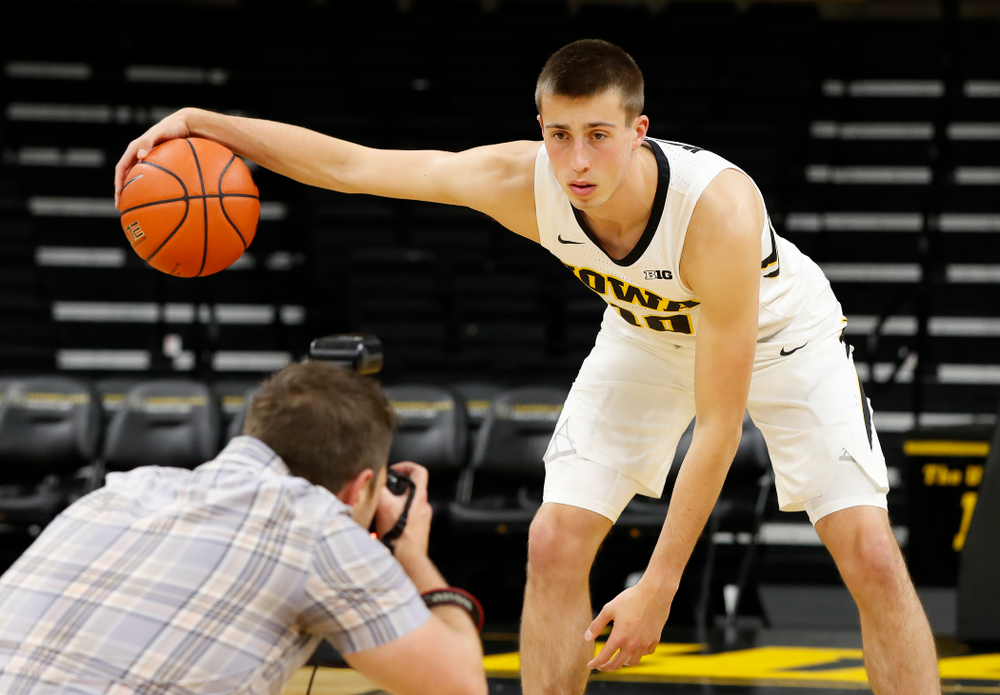 Iowa Hawkeyes guard Joe Wieskamp (10) during the team's annual media day Monday, October 8, 2018 at Carver-Hawkeye Arena. (Brian Ray/hawkeyesports.com)