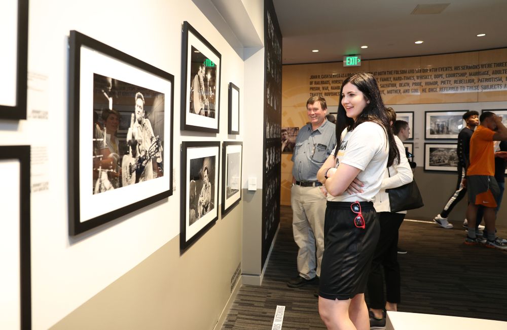 Iowa Hawkeyes forward Megan Gustafson (10) tours the Grammy Museum before the ESPN College Basketball Awards show Friday, April 12, 2019 at The Novo at LA Live. (Brian Ray/hawkeyesports.com)