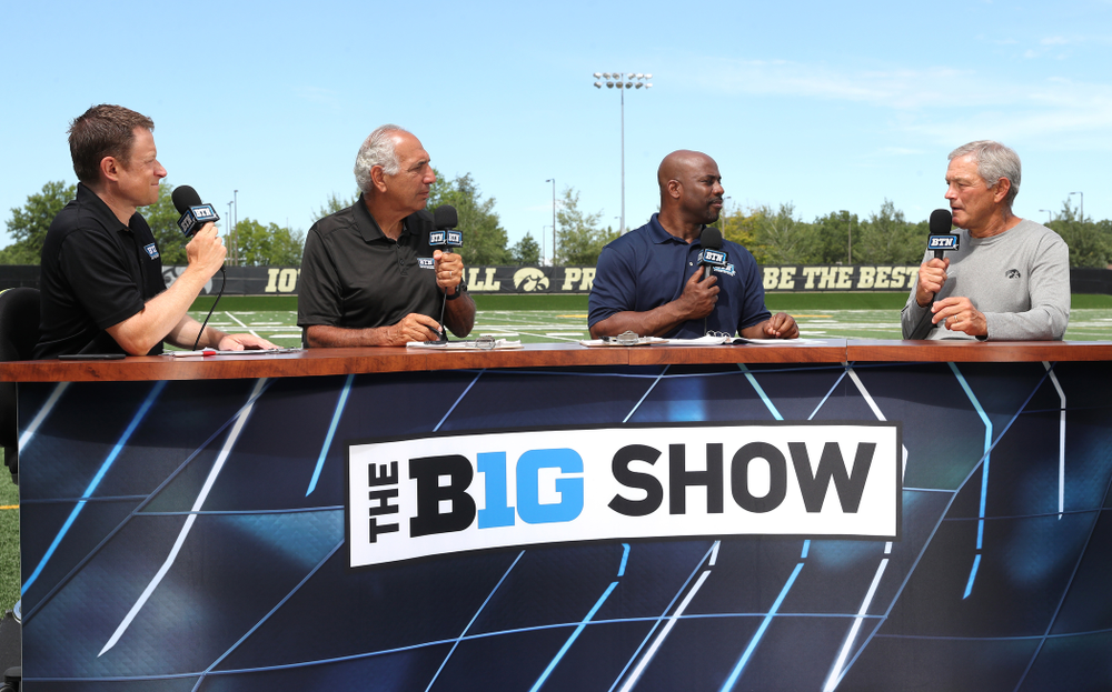 Iowa Hawkeyes head coach Kirk Ferentz on the set of the BTN Tailgate Tour following fall camp Practice No. 16 Tuesday, August 20, 2019 at the Ronald D. and Margaret L. Kenyon Football Practice Facility. (Brian Ray/hawkeyesports.com)