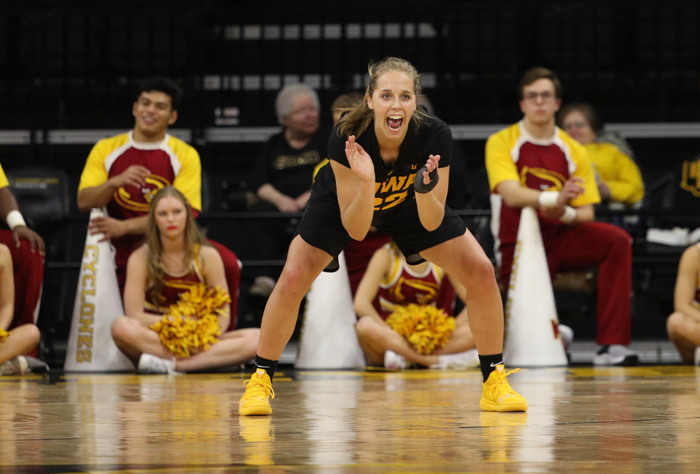 Iowa Hawkeyes guard Kathleen Doyle (22) against the Iowa State Cyclones in the Iowa Corn Cy-Hawk Series Wednesday, December 5, 2018 at Carver-Hawkeye Arena. (Brian Ray/hawkeyesports.com)