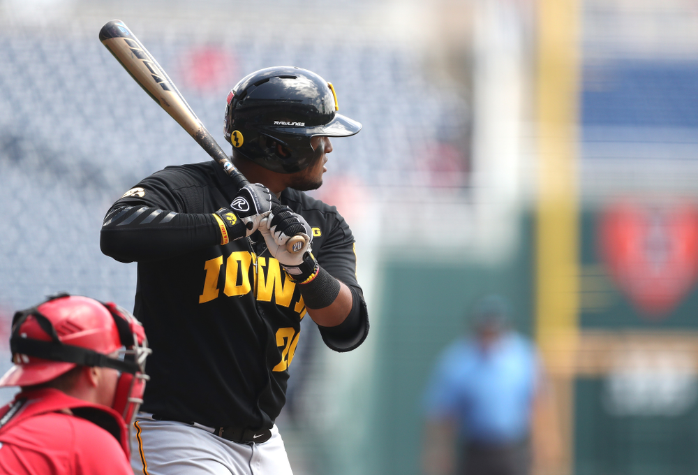 Iowa Hawkeyes Izaya Fullard (20) against the Nebraska Cornhuskers in the first round of the Big Ten Baseball Tournament Friday, May 24, 2019 at TD Ameritrade Park in Omaha, Neb. (Brian Ray/hawkeyesports.com)
