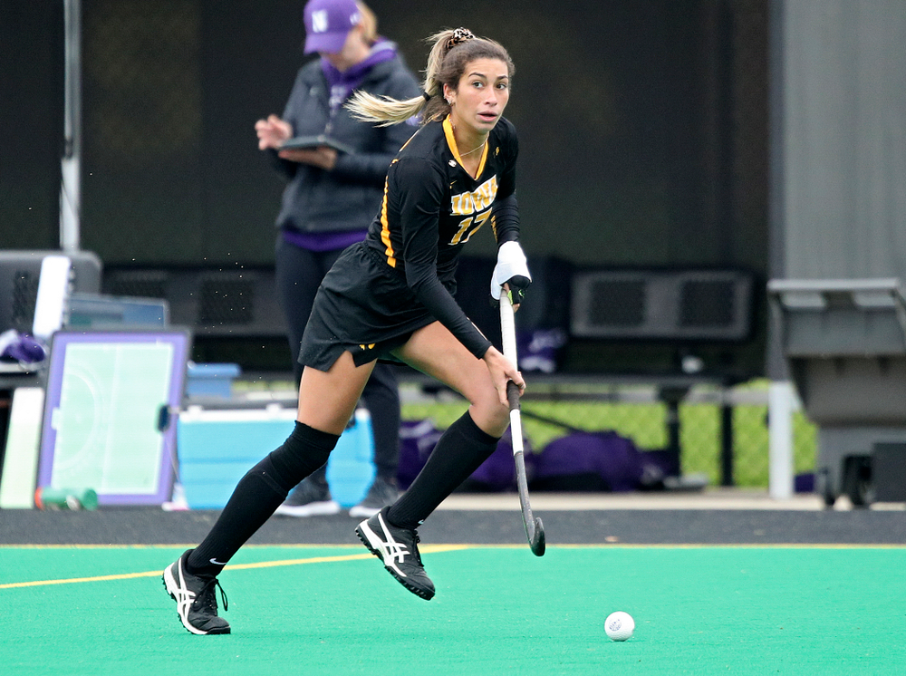 Iowa’s Ciara Smith (17) moves with the ball during the fourth quarter of their game at Grant Field in Iowa City on Saturday, Oct 26, 2019. (Stephen Mally/hawkeyesports.com)