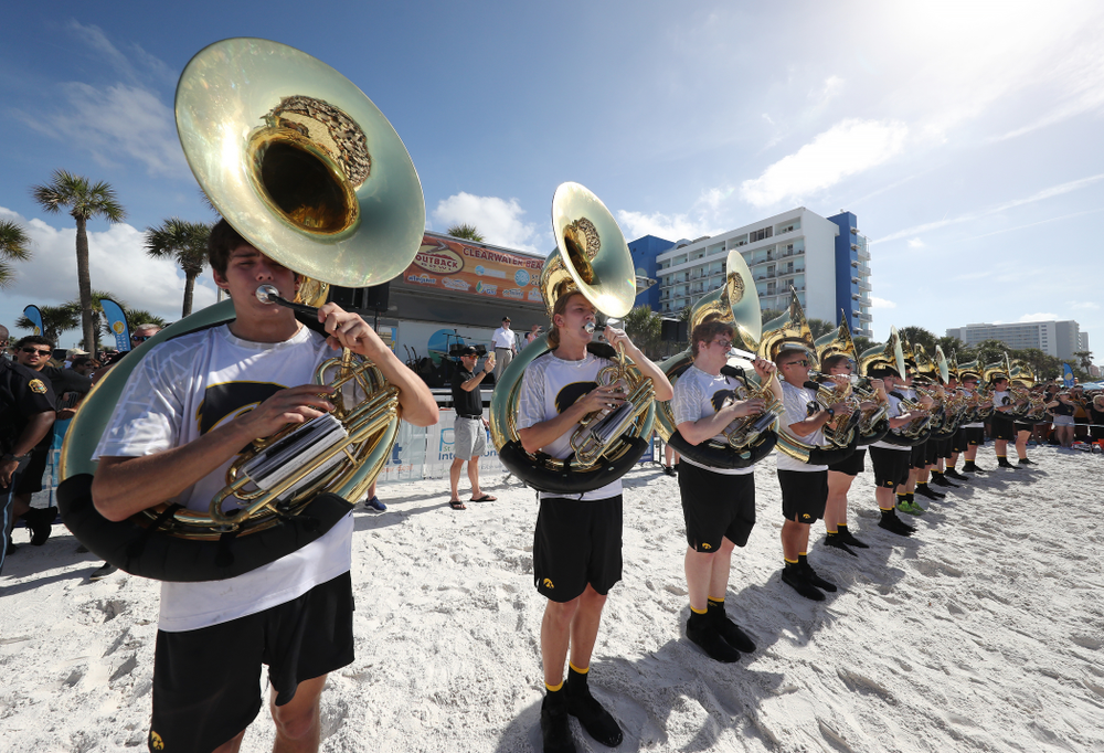 The Hawkeye Marching Band during the Outback Bowl Beach Day Sunday, December 30, 2018 at Clearwater Beach. (Brian Ray/hawkeyesports.com)
