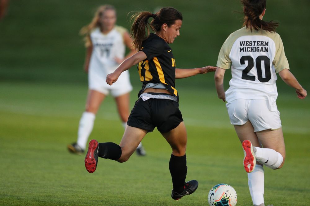 Iowa Hawkeyes forward Emma Tokuyama (21) against Western Michigan Thursday, August 22, 2019 at the Iowa Soccer Complex. (Brian Ray/hawkeyesports.com)