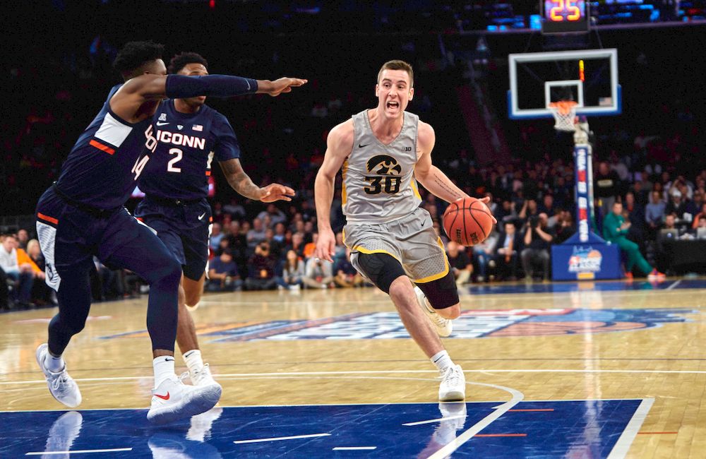 Iowa Hawkeyes guard Connor McCaffery (30) against UConn in the Championship game of the 2K Empire Classic Friday, November 16, 2018 at Madison Square Garden in New York City. (Duncan H.Williams/Freelance)