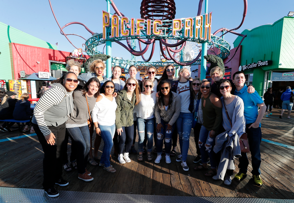 The Iowa Hawkeyes in Pacific Park on the Santa Monica Pier Thursday, March 15, 2018 in Santa Monica. (Brian Ray/hawkeyesports.com)