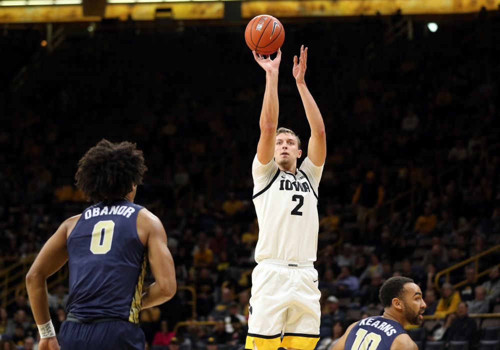 Iowa Hawkeyes forward Jack Nunge (2) against Oral Roberts Friday, November 15, 2019 at Carver-Hawkeye Arena. (Brian Ray/hawkeyesports.com)