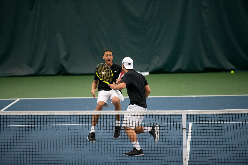 The Iowa men's tennis team competes against Cornell in The Rise Tennis Center in Ithaca, NY on Sunday, Feb. 24, 2019.
