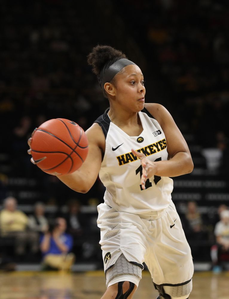 Iowa Hawkeyes guard Tania Davis (11) against the Purdue Boilermakers Sunday, January 27, 2019 at Carver-Hawkeye Arena. (Brian Ray/hawkeyesports.com)