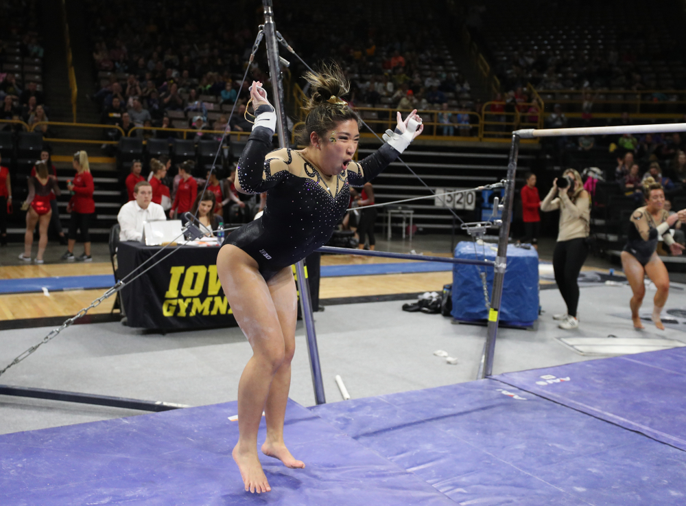 Iowa's Nicole Chow competes on the bars during their meet against Southeast Missouri State Friday, January 11, 2019 at Carver-Hawkeye Arena. (Brian Ray/hawkeyesports.com)