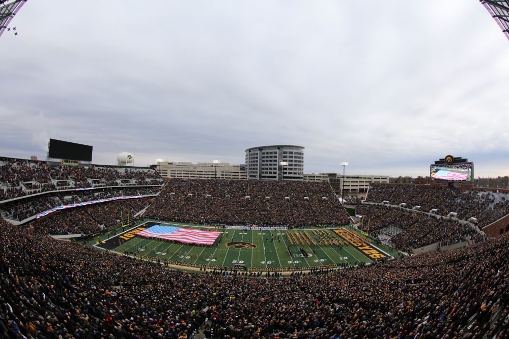 Thee F/A -18 fighters fly over before the Iowa Hawkeyes game against the Northwestern Wildcats Saturday, November 10, 2018 at Kinnick Stadium. (Brian Ray/hawkeyesports.com)