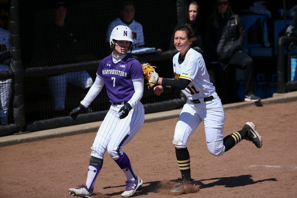 Iowa's Mallory Kilian (11) at game 3 vs Northwestern on Sunday, March 31, 2019 at Bob Pearl Field. (Lily Smith/hawkeyesports.com)