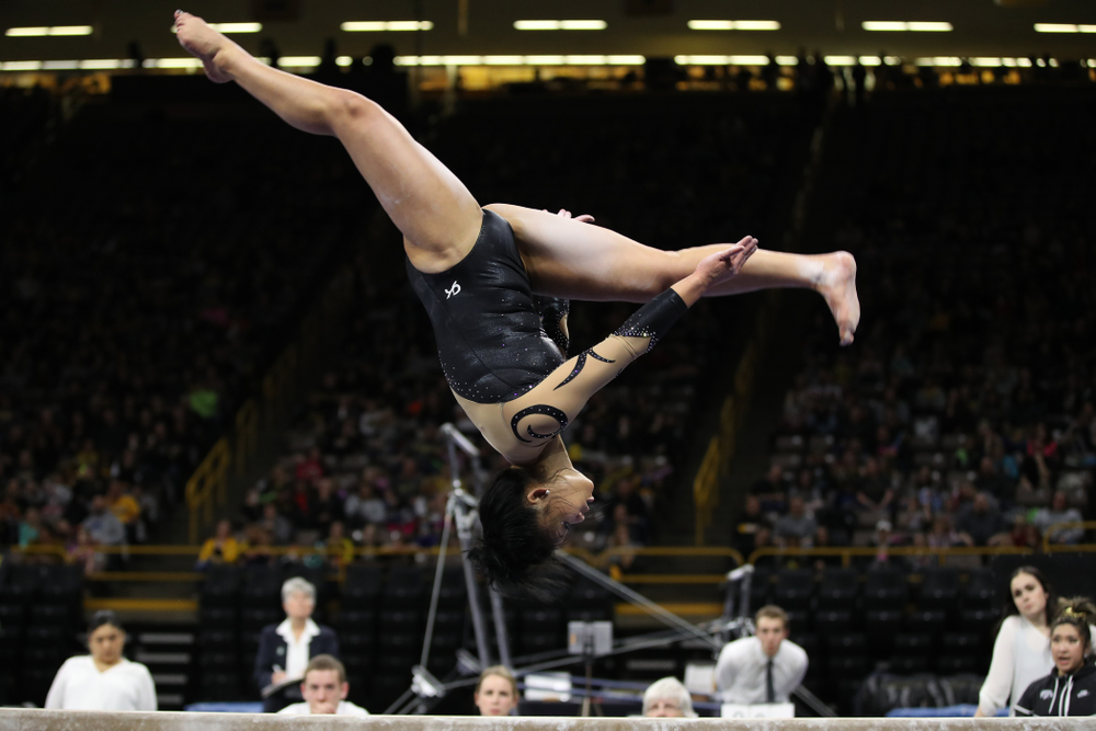 Iowa's Misty-Jade Carlson competes on the beam during their meet against Southeast Missouri State Friday, January 11, 2019 at Carver-Hawkeye Arena. (Brian Ray/hawkeyesports.com)