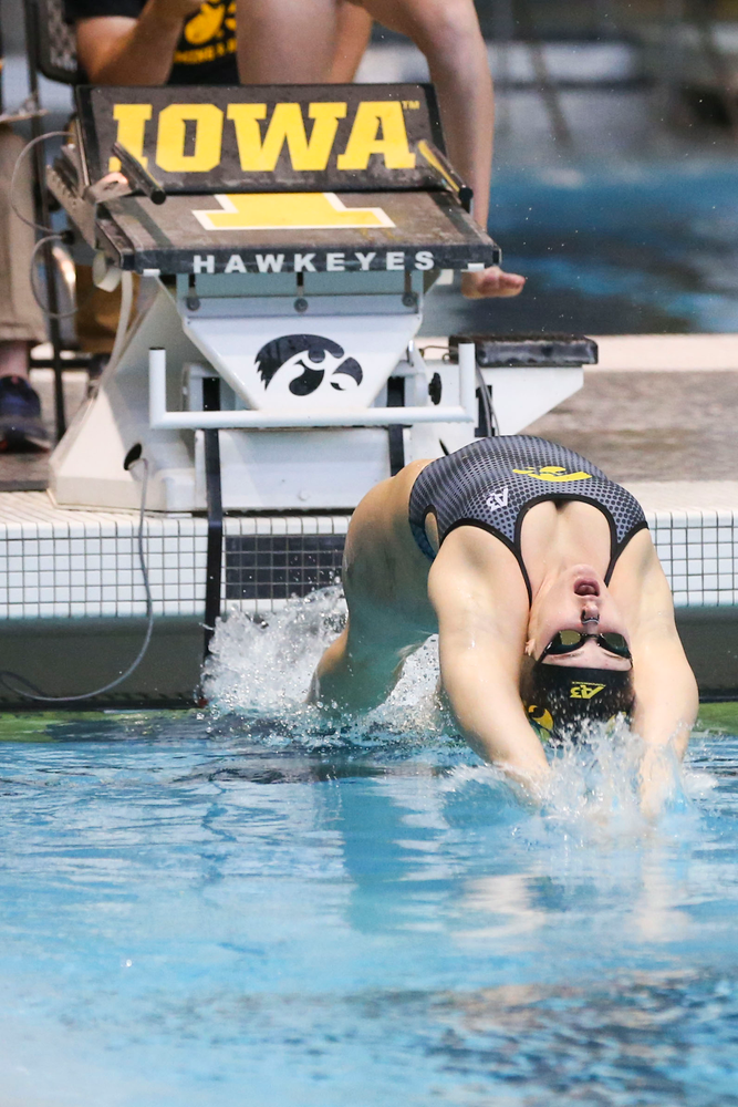 Iowa’s Georgia Clark during Iowa swim and dive vs Minnesota on Saturday, October 26, 2019 at the Campus Wellness and Recreation Center. (Lily Smith/hawkeyesports.com)